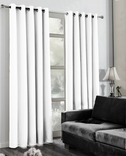 White eyelet curtains blockout - white,