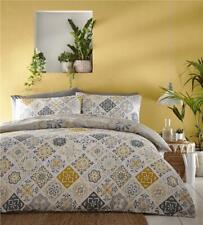 Ethnic duvet sets ochre yellow & grey moroccan tile pattern duvet cover bedding 