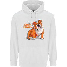 An English Bulldog Dog Illustration Mens 80% Cotton Hoodie