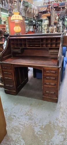 Antique oak rolltop - oak, tambour