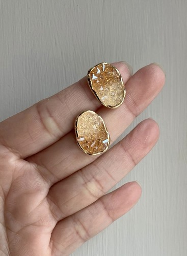 Amber crystal stud earrings - amber,