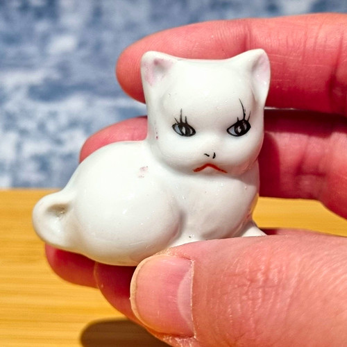 Vintage white ceramic cat - vintage,