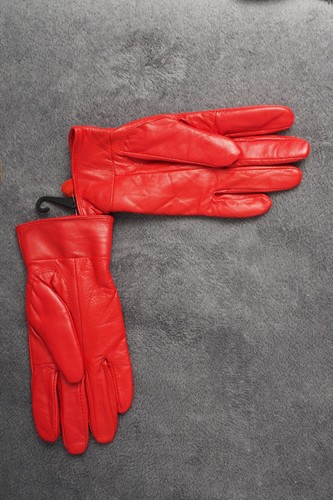 Red leather gloves - red, size