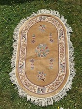 Vintage Oval Floral Fringed Aubusson Rugs