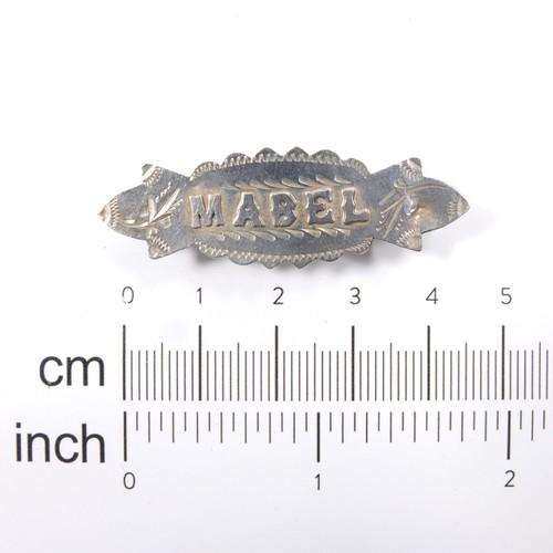 Antique silver name brooch - name,