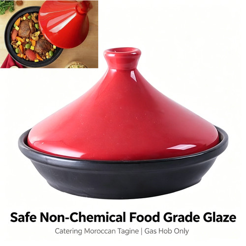 Red ceramic moroccan tagine - moroccan,