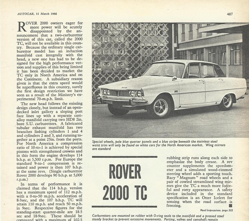 Rover 2000 export model - tc, p6