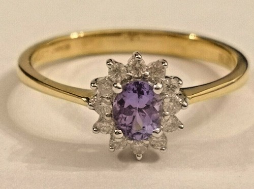 Tanzanite and diamond cluster - and,