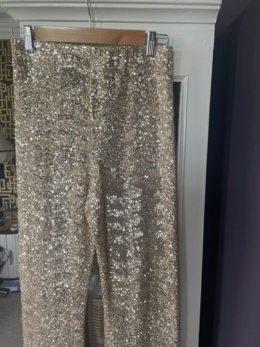 Zara gold sequin trousers - gold,