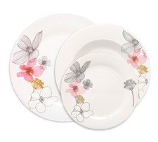 12-pc Dinner Set Four Servings Plates Classic Round Square Tableware Gift Idea