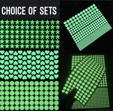 Glow In The Dark Round Dot Heart Star Luminous Sticker Set Ceiling Wall Decal