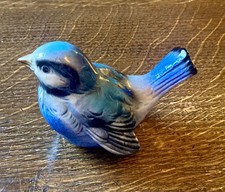 Vintage Goebel Blue Sparrow Porcelain Bird Figurine West Germany CV73  4"
