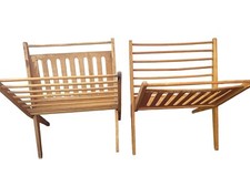 Nasco Yugoslavia Set Of Midcentury Modern Wooden Slats Folding Magazine Racks