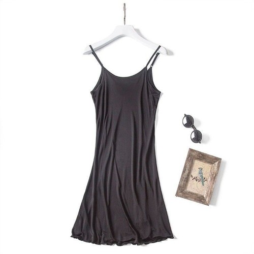 Women knitted silk slip dress - slip,