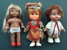 3 small plastic dolls vintage 1960s mini Hong Kong Germany vinyl & modern Simba