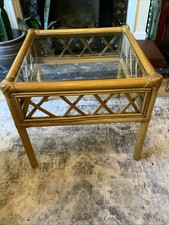 Vintage Bamboo Cane Glass Top