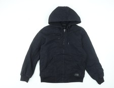 Zara Man Black Cotton Bomber Jacket Men L 42 Hooded Full Zip Casual