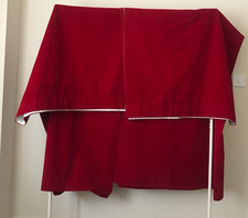 Large Vintage Berry Red Velvet Pencil Pleat Curtains Unused VGC