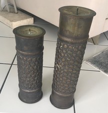 2 Trench Art Candle Holders