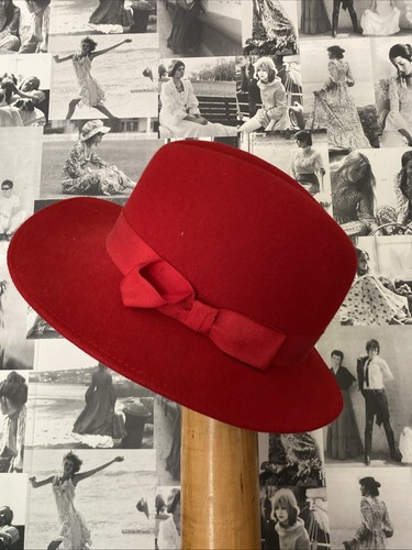 Vintage red fedora felt hat - vintage,