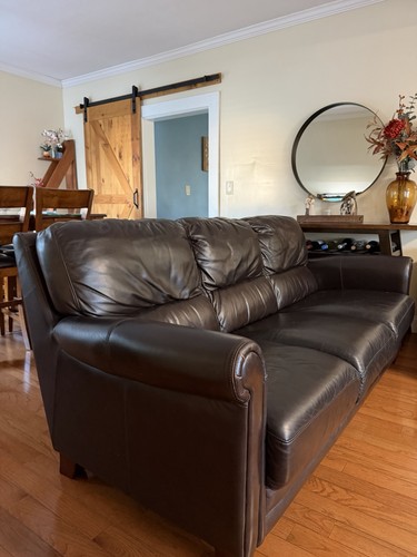 Used brown leather sofa - brown, sofa,