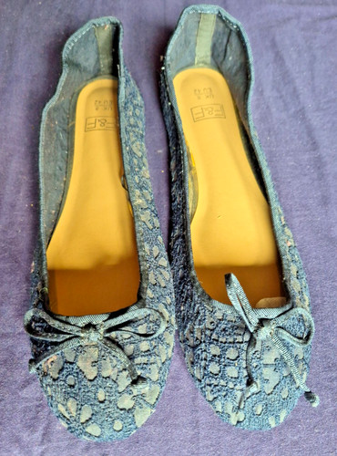 Blue lace ballet flat - lace,