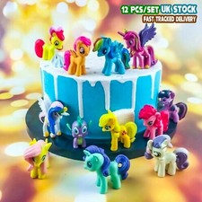 Little Pony Figures Toys Mini Unicorn Cake Topper Rainbow Pony 12PC Bundle Set