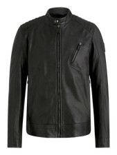 Belstaff Men's Black Leather V Racer Jacket Size UK 36