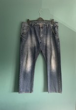 Mish Mash Men's Blue Jeans Back Logo Size 38 Short Zip and Button Closure(111)