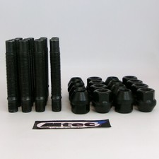 16 Wheel Stud Conversion kit Black Open Nuts 82mm (+17) fit BMW E30