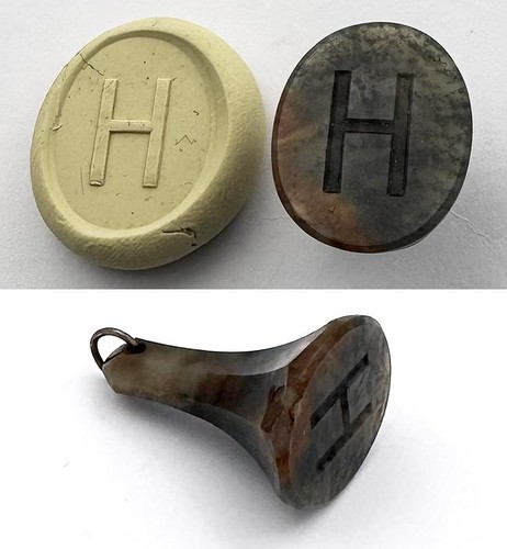 Victorian agate initial - 'h',