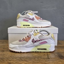 Nike Trainers Womens Size 6 UK Air Max 90 GS Barley Pink Volt Rise Leopard Shoes