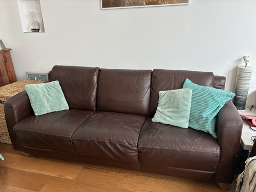 Leather sofa seater brown - leather,