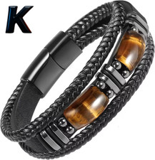 Tiger Eye Black Leather