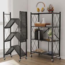 3/4 Tier Heavy Duty Foldable Metal Rack Storage Shelving Unit With Wheel Home