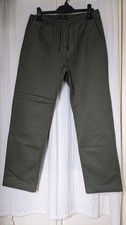 W34 L29 M&S Dark Green Cotton Mix Elastic Drawstring Waist Straight Trousers VGC