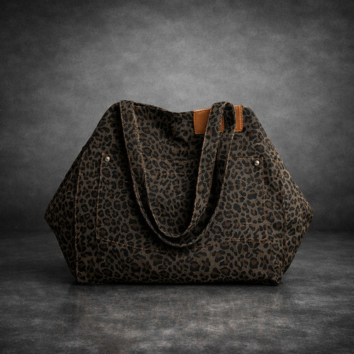 Leopard print canvas tote - leopard, bag