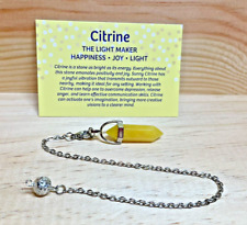 Citrine  Crystal Pendulum Healing Dowsing Reiki Chakra Gemstone + card