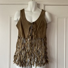 1970s Vintage Genuine Suede Brown Tassel Waistcoat 50+ years old 