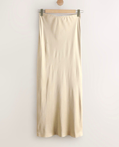 Next champagne gold satin midi - gold,