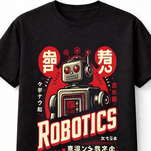 Robotics retro robot graphic - robotics,