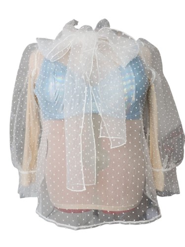Sheer white textured high neck - sheer,