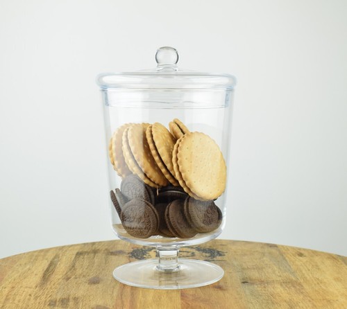 Handmade footed glass jar - footed,