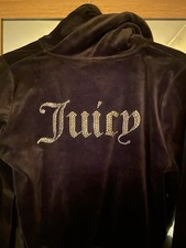 Juicy Couture Black Velour Hoodie Diamante Cropped, Size Large. NEED GONE ASAP