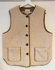 Boden Cream Borg Gilet With Tan Faux Suede Lining, Size 16