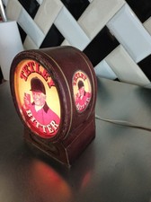 VINTAGE WOODEN Tetley Bitter Beer Pump Sign BAR LIGHT MAN WOMAN CAVE