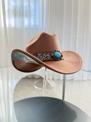 Brown cowboy hat one size - brown,