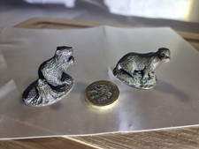 Two Small Bronze Figurines, 1 Beaver And 1 Otter .good Condition.