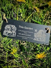 Gnome slate plaque, garden