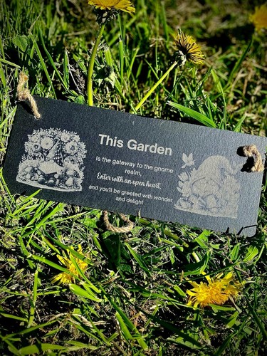 Gnome slate plaque garden - slate,